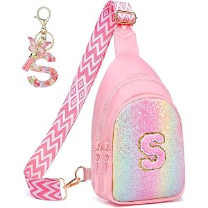 Birthday Gifts for Girls Kids Initial Sling Bag Purse,Crossbody Fanny Pack,Waist Pack Personalized Gifts for Daughter Sister