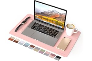 RENMTURE Double-Sided Two-Tone Faux Leather Desk mat Desktop Organization and Accessories Home and Office Large Mouse pad Game and Work (Pink/Gray, 23.6" x 13.7")