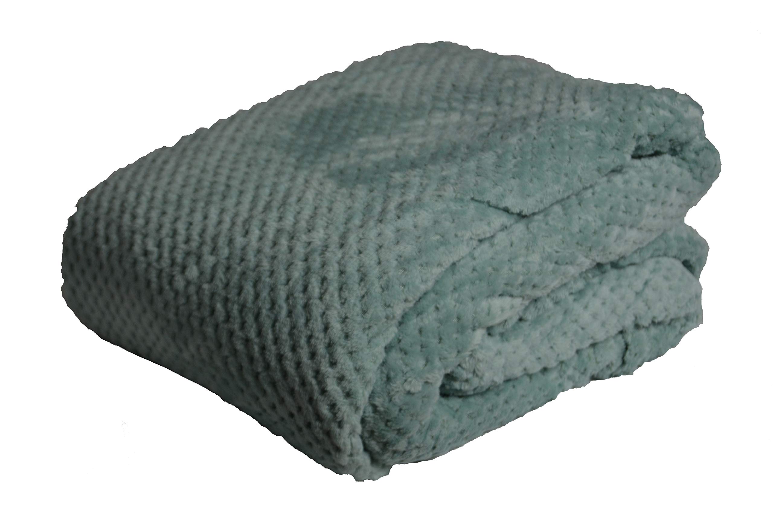 Deluxe Blankets Waffle Honeycomb Blanket/Throw (King 200 x 240, Duck Egg)