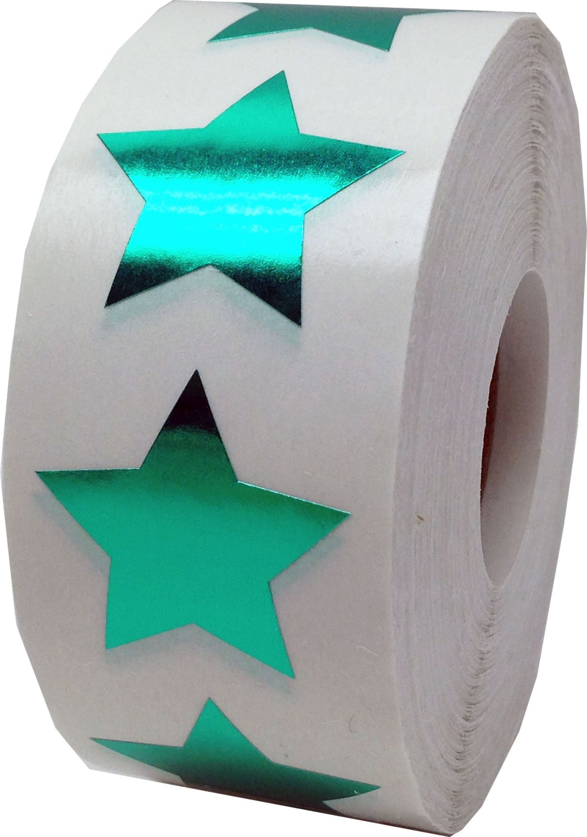Metallic Green Star Stickers 25.4 mm 1 Inch Wide 500 Count