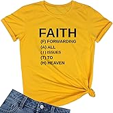 BLACKOO Women Faith Round Neck Graphic T Shirts Cute Funny Tops