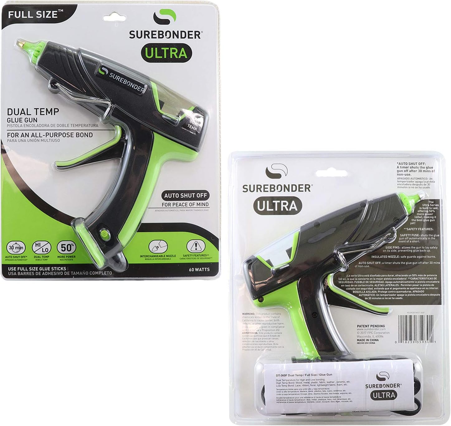 Surebonder Auto Shut Off Hot Glue Gun, Dual Temperature, Full Size, 2.5X Power of Full Size Glue Guns, Easy-Adjust Temp for Multiple Projects (Ultra Series )