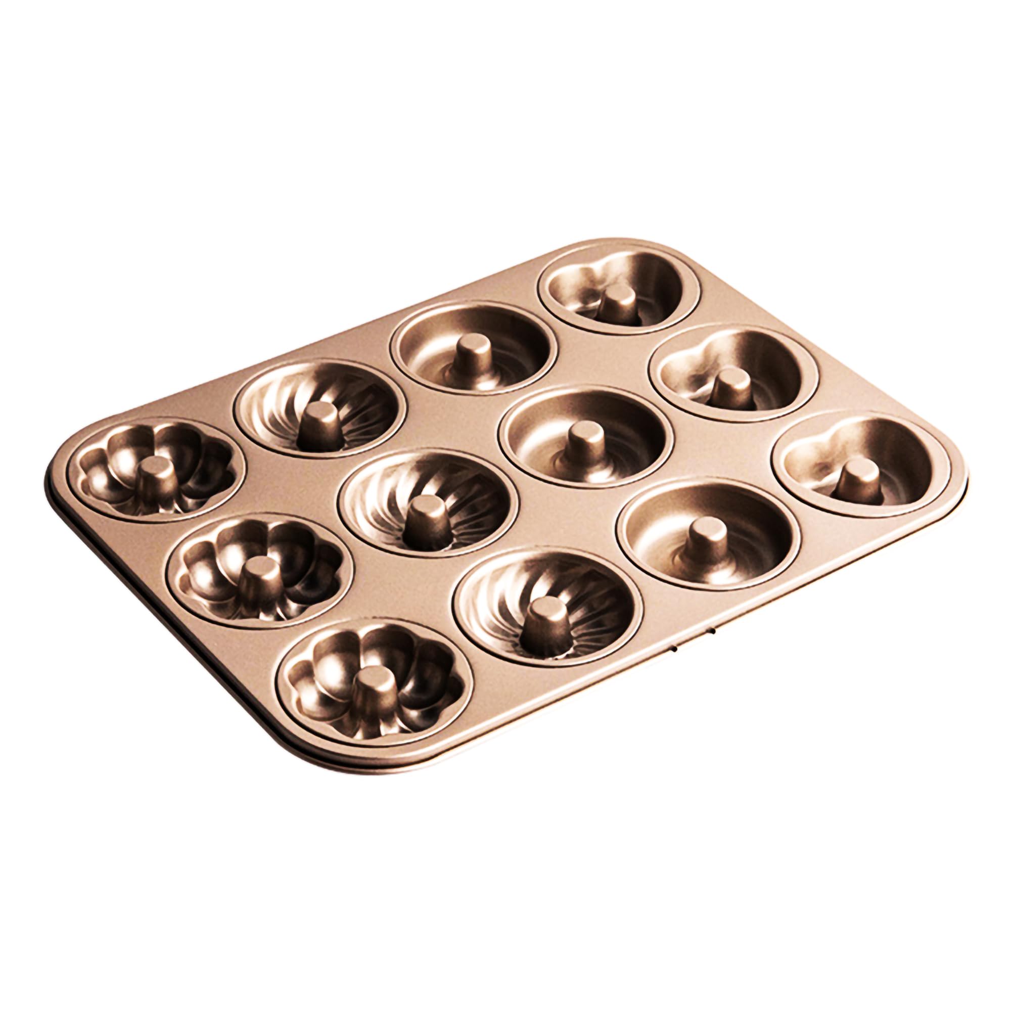 Ponixa Non-Stick Baking Pan Carbon Steel Baking Mould (12 Cavity Donut Baking Pan)