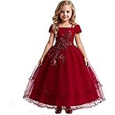 NNJXD Girl Embroidery Strapless Shoulder Lace Princess Pageant Dress Prom Ball Gown