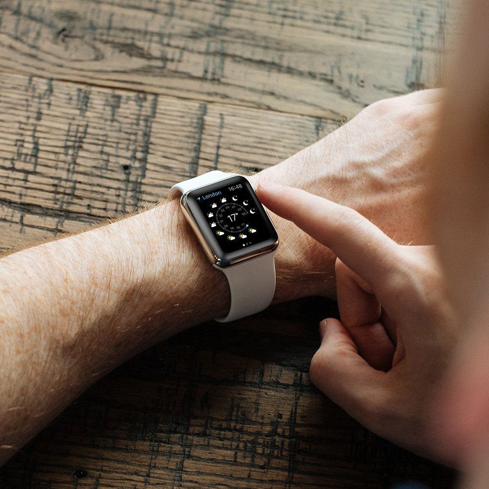 iWatch Screen Protector 38mm Series 3/2/1, Tempered Glass Screen Protector 3D Curved Edge HD Clear Anti-Scratch Bubble-Free Film for Apple Watch 38mm-Black