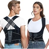 Enthra Back Brace Posture Corrector for Women and Men with Spine Vertical Alignment System, Lower Back Pain Relief, Back Straighter Instant Posture Corrector - Scoliosis (Black, X-Large)
