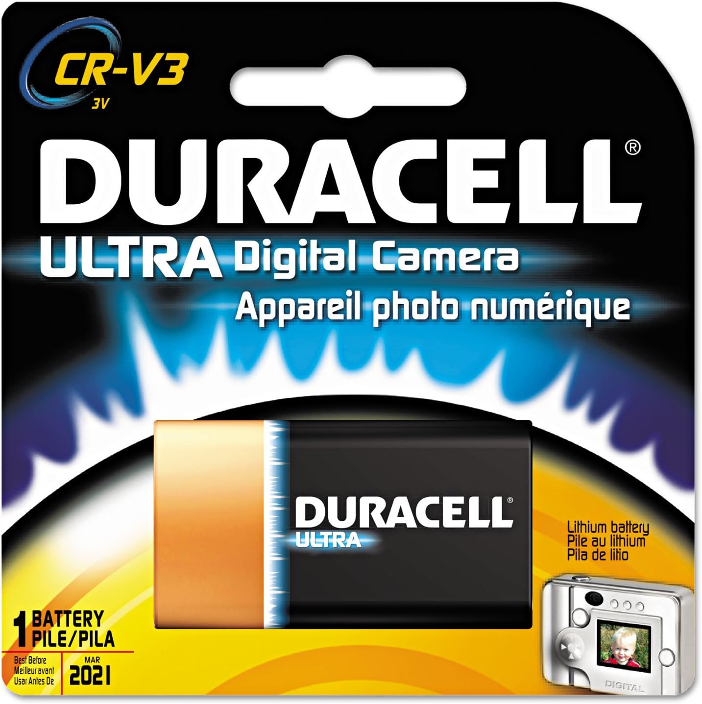 Duracell Dlcrv3b Ultra High Power Lithium Battery, Crv3, 3V, 1/Ea