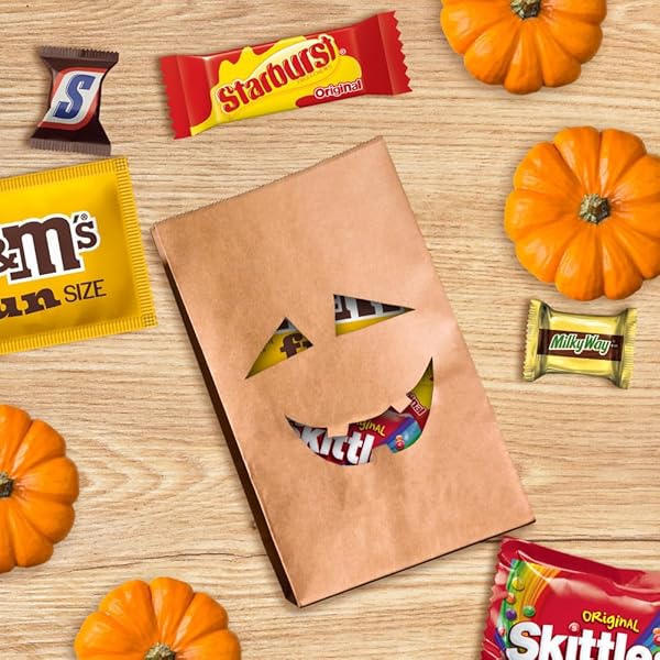 M&M’S, SNICKERS, SKITTLES, & STARBURST HALLOWEEN CANDY BULK CHOCOLATE AND FRUITY CANDIES FUN SIZE VARIETY PACK OF HALLOWEEN SNACKS, TREATS, AND PARTY FAVORS, 160 CT BAG