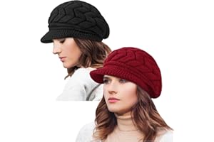 YSense 2 Pack Womens Winter Hats Warm Knit Hat Slouchy Beanie Cap with Brim Gifts