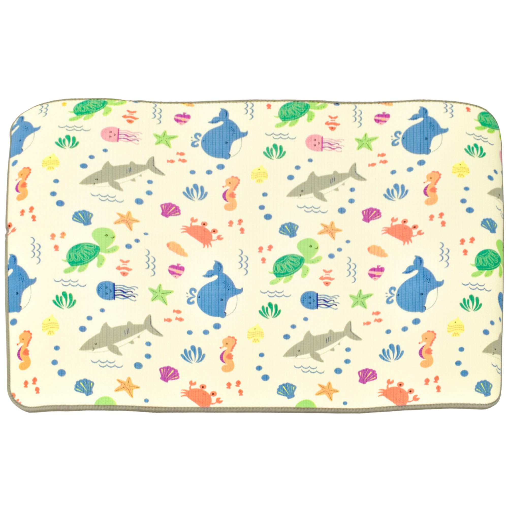 KandyToys 1.5m x 1.2m Nursery Floor Mat - Thick Padded XPE Play Mat with Sea Life Design