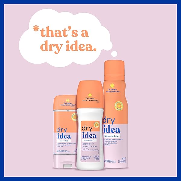DRY IDEA GEL DEODORANT & ANTIPERSPIRANT FOR WOMEN – HYPOALLERGENIC FOR SENSITIVE SKIN, 2X LONGER SWEAT PROTECTION, 72HR ODOR CONTROL, UNSCENTED, WOMENS DEODORANT, 3 OZ