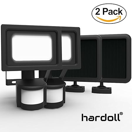 Hardoll Solar Lights COB LED Motion Sensor Lamp for Home Garden Waterproof Lantern (Black) - Pack of 2