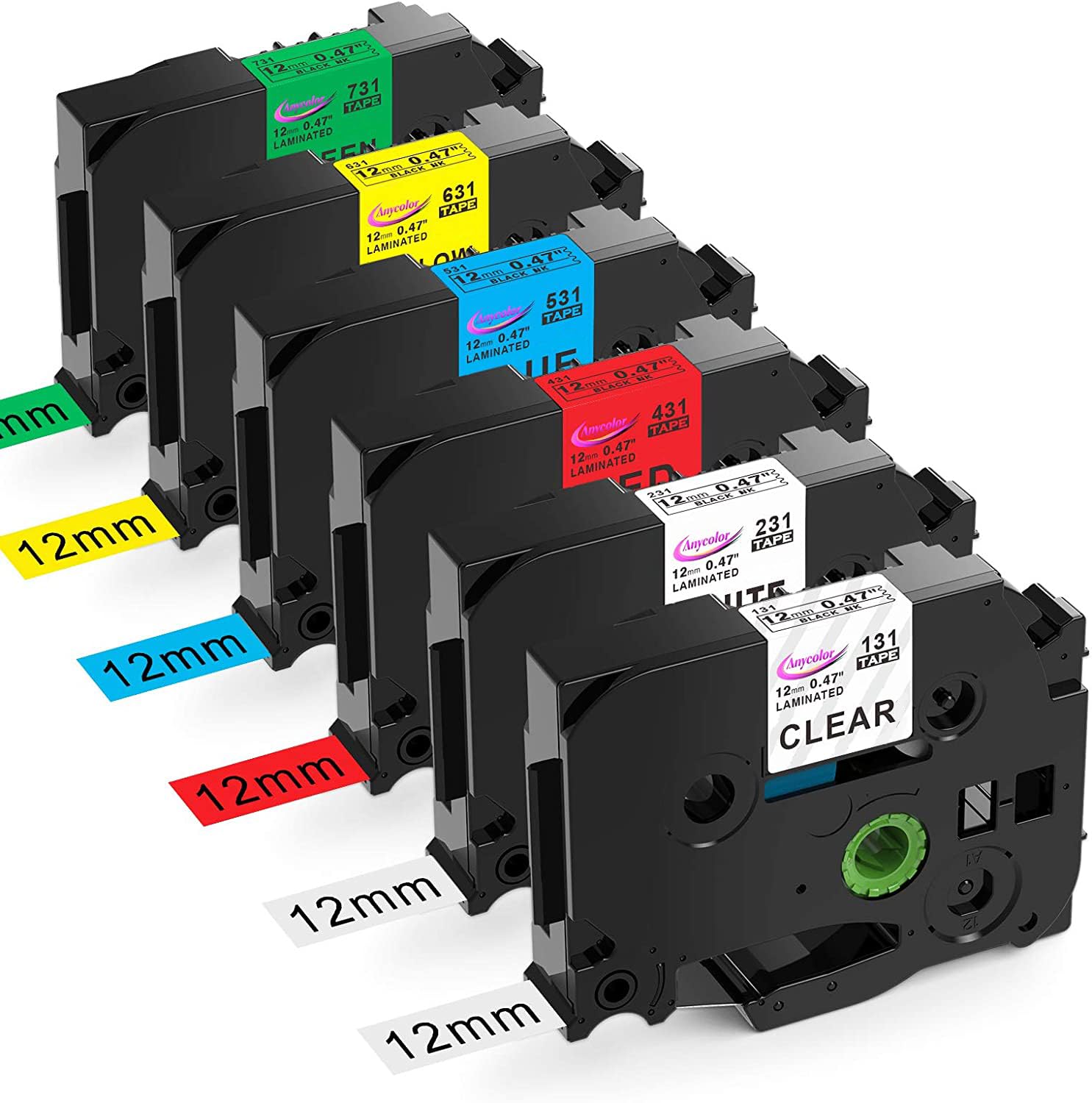 Anycolor 6-Pack Compatible with Brother P Touch TZe