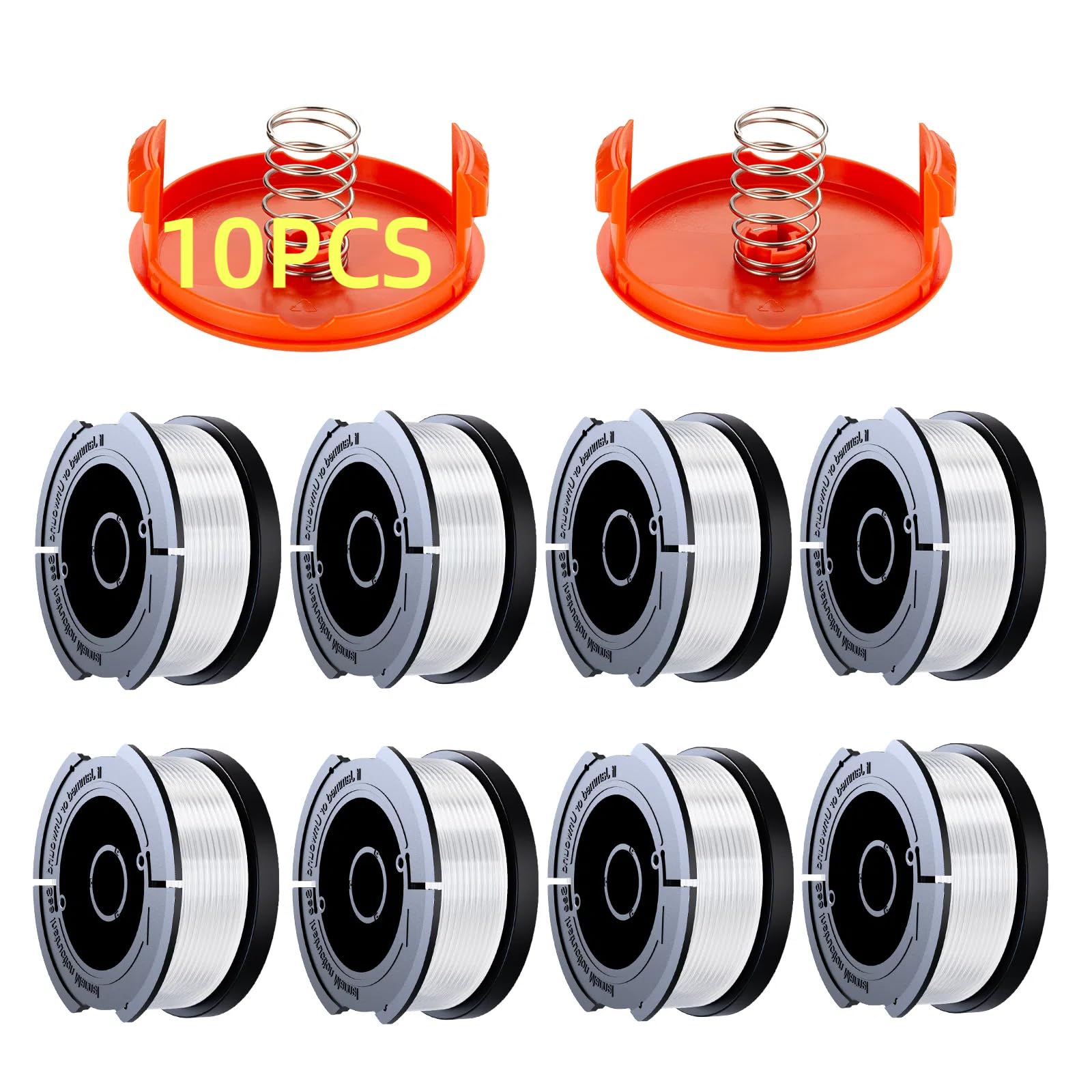 Photo 1 of 10 Pack Eater String Compatible with Black+Decker, AF-100 0.065" Weed Wacker String Refill 240ft Automatic Feed String Trimmer Replacement Spool Line for Black&Decker(8 Spool+2 Cap+2 Spring)