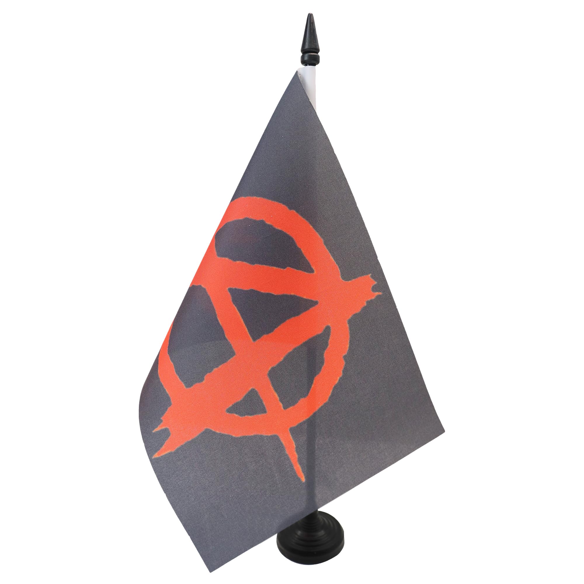 AZ FLAG Anarchy Black and red Table Flag 5'' x 8'' - Arnachism Movement Office Decoration 100% Polyester 21 x 14 cm - Mini Desk Flag with Pole and Black Plastic Base