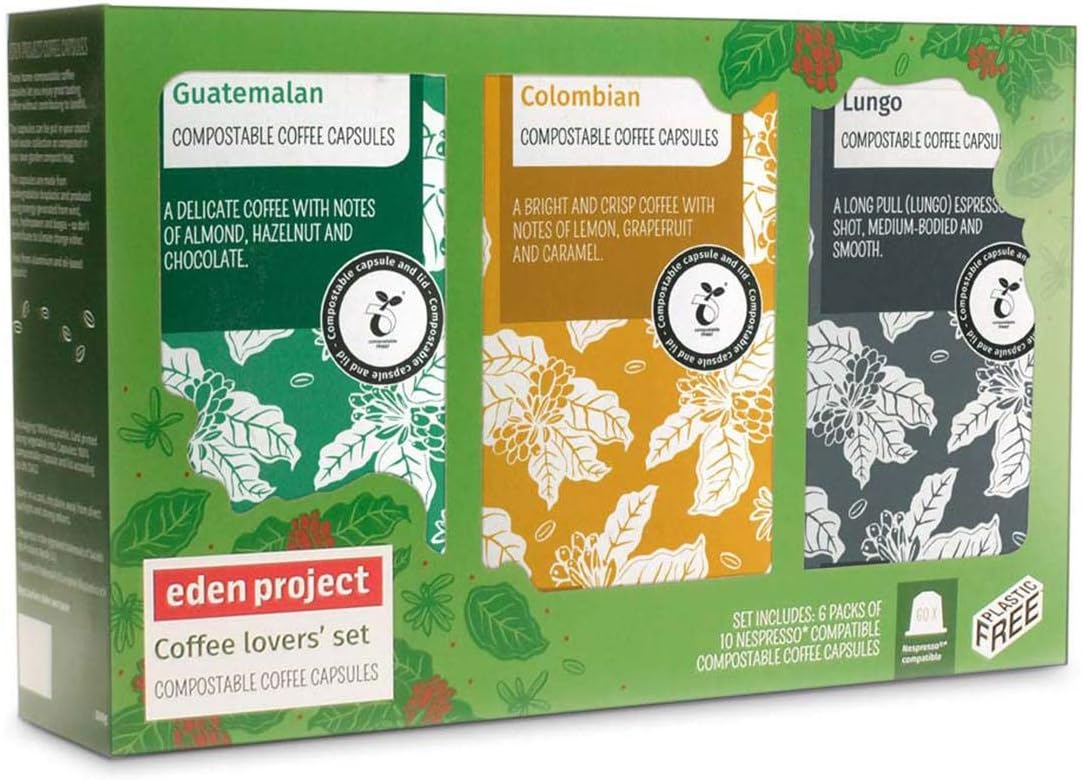 Pack of 60 Eden Project Biodegradable Coffee Capsules Gift Box
