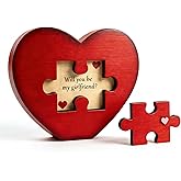 Will You Be My Girlfriend, Valentines Proposal Gift Ideas Will You Be My Girlfriend Proposal Sign for Valentine Day Girlfriend Day Christmas Wood Heart Shaped Gift Puzzle Piece Sign with Hidden Message