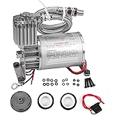 ZHSYMX Universal 150 PSI Horns Heavy Duty Onboard Air Compressor, Replacement for Truck/Car Train Horn/Suspension/Ride/Bag kit/System and All 12v Vehicles like Semi/Pickup Trucks, Silver 1/4 NPT