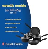 Russell Hobbs Metallic Marble 5 Piece Pan Set Non-Stick Induction 20/24cm view 2