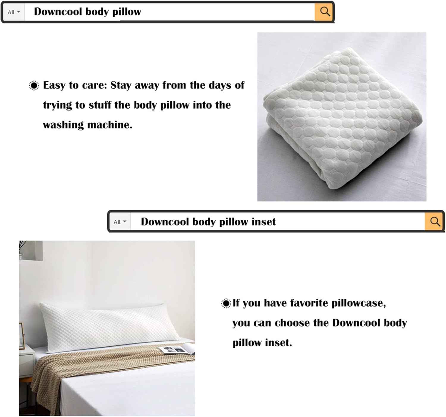 DOWNCOOL Full Body Pillow for Adults- Ultra Soft Long Bed Pillow with Removable Bamboo Cover Cooling Breathable, Polyester Microfiber Large Body Pillow, 20x54 inch ( with Cover): Kitchen & Dining