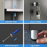 JINGUR Metal Storage Cupboard with Locking Doors and Adjustable Shelf Black view 5