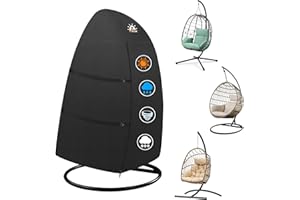 Zettum Egg Chair Cover - Single Seat Hanging Egg Chair Cover, Waterproof Outdoor Hanging Chair Covers, 600D Heavy Duty Covers for Patio Wicker Swing Chairs, 45 x 33 x 68 Inch