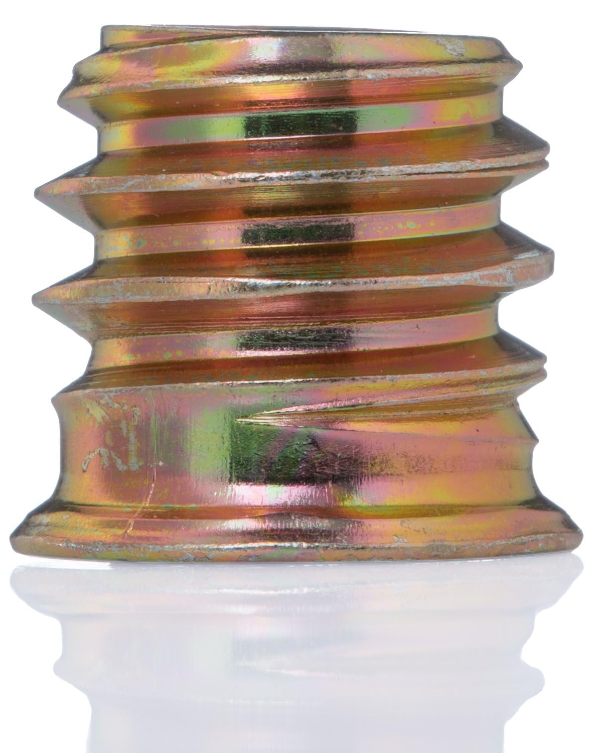 YoiYee Heavy Duty Wood Furniture M8 x 10mm Threaded Insert Nuts Interface Hex Socket Drive Zinc Yellow Passivated - 25pcs