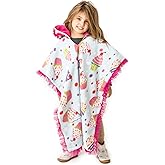 Birdy Boutique Car Seat Poncho for Kids – Reversible Warm Blanket with Hoodie – Safe to Use Over Seat Belts – Easy On, Easy Off, and Doesn’t Impact Seat Performance - Cupcake – One Size