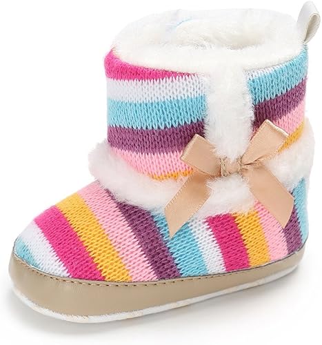 Amazon L Peach 赤ちゃん 防寒 ファーストシューズ 赤ちゃん靴 あったか ベビーシューズ 新生児 女の子 防寒対策 ウォーキングシューズ 幼児 歩き始め 歩行サポート ストライプ ブーツ マジックテープ式 L Peach ファーストシューズ