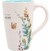 Pavilion Gift Company - Mom 17-ounce Cup, Floral Pattern Coffee Mug, Butterfly Coffee Cup, Spring Summer Kitchen Ideas, Mom Gifts Microwave & Dishwasher Safe, 1 Count, Cream