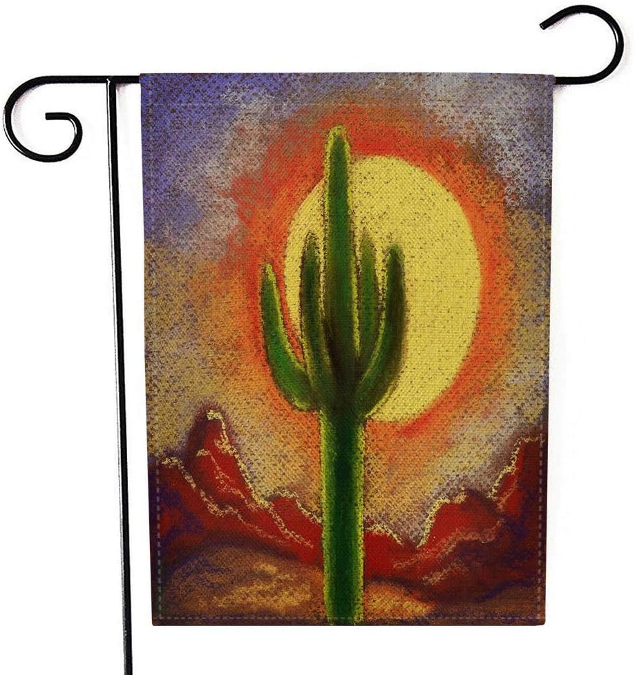 EMMTEEY Mountains Painted Watercolor Garden Flag Double Sided Burlap Decoration 12.5x18 Inch for Yard Outdoor Decor Garden Flag Cactus Canyon Desert Art Painted