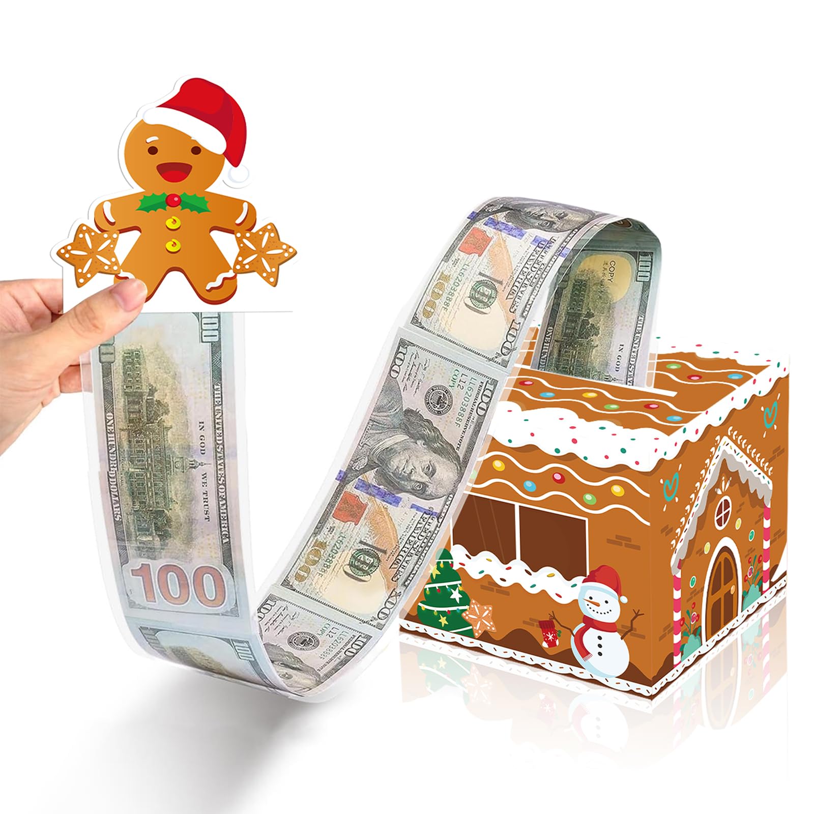 Christmas Money Box for Cash Gift, Funny Pull Cash from Money Case for Women Men Surprise, Novelty Xmas Cash Drawer DIY Cake with Pull Out Card for Wife Mother Friends