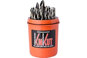 KnKut 29 Piece Drill Buddy Mechanics Length Step Point Drill Bit Set 1/16"-1/2" by 64ths