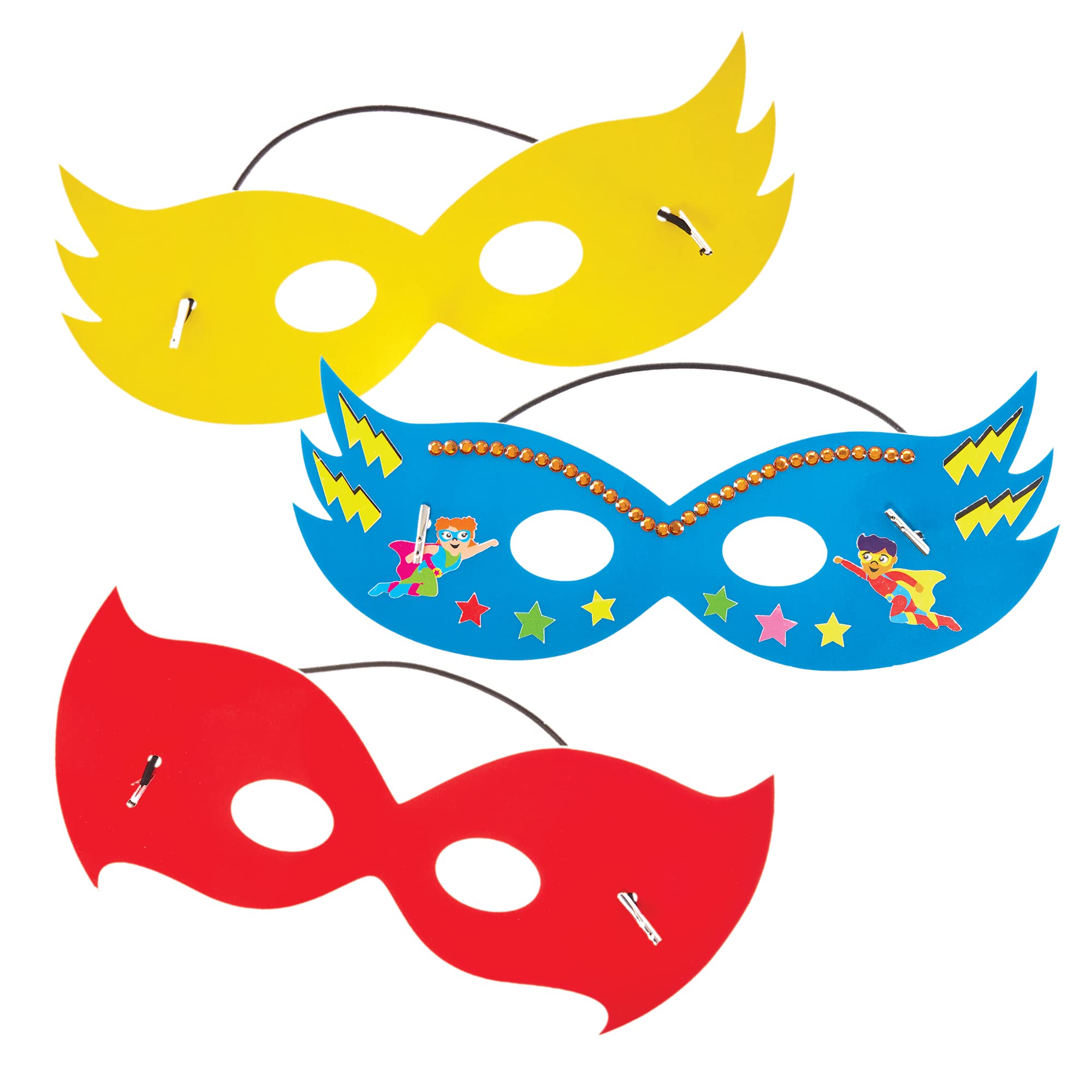 Baker Ross FX724 Star Hero Mask Blanks - Pack of 12, Arts and Crafts Party Masks for Kids
