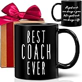 Best Coach Ever Black Mug Gift for Coaches - Inspirational 11oz Coffee Cup - Motivational Present for Soccer, Basketball & Baseball - Sports Team Birthday or Christmas Idea -259