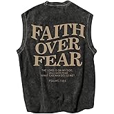 Verdusa Vintage T Shirts for Men Graphic Y2K Gym Shirts Letter Sleeveless Loose Washed Tank Tops