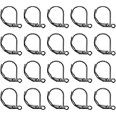 uxcell 20Pcs LeverBack Earring Hooks French Ear Wire LeverBack Earring Hook Clip DIY Earrings for Earrings Jewelry Making, Black
