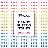 Candy Buttons Strips, Rainbow Fruit Flavor, Gluten-Free, 50-Strips Bulk Bag | 50 Paper Strips of Colorful Fruit Flavored Candy Buttons Dots, Non-GMO, No Artificial Colors or Flavors