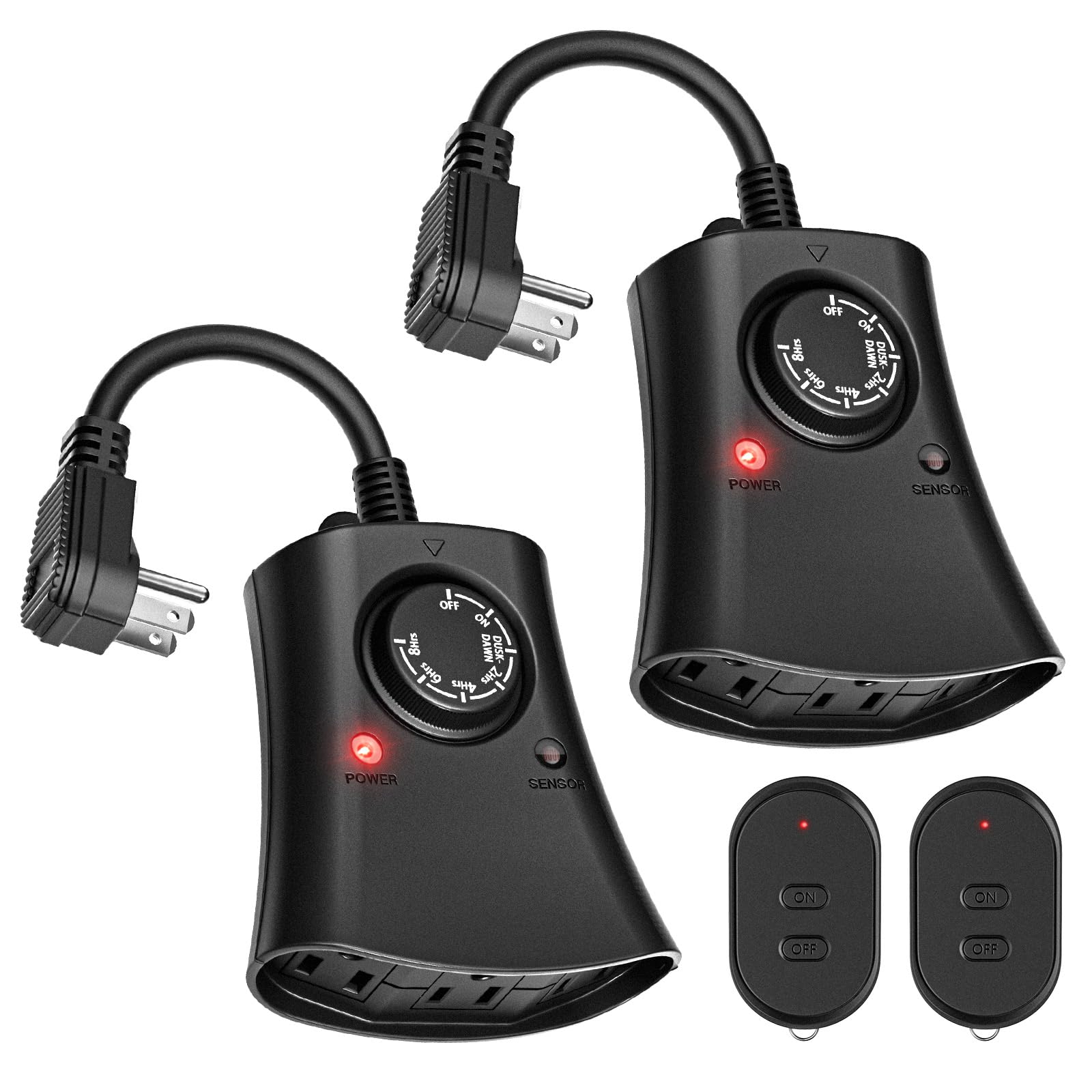 Photo 1 of Lights Plug Timer Outdoor, Dusk to Dawn Electrical Timer Switch with Remote, Waterproof 3 Grounded Electrical Outlets for Halloween Christmas, 2PCS