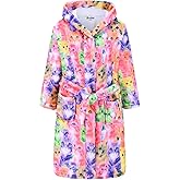 Jxstar Girls Bathrobes Kids Hooded Robes Plush Fleece Pajamas Soft Coral Sleepwear