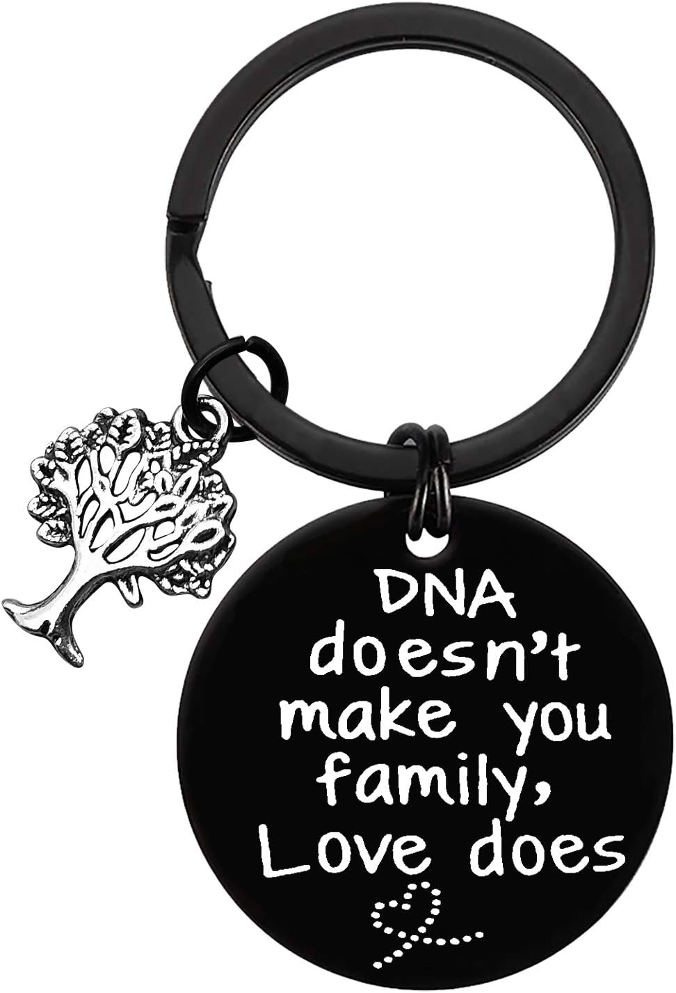 Huwujiu Step Mum Keyring Step Dad Gifts DNA Doesn't Make You Family Love Does Keyring Step Parent Gifts Keyring Mother’s Day Gifts Father’s Day Gifts Christmas Birthday Gifts Adoption Gifts