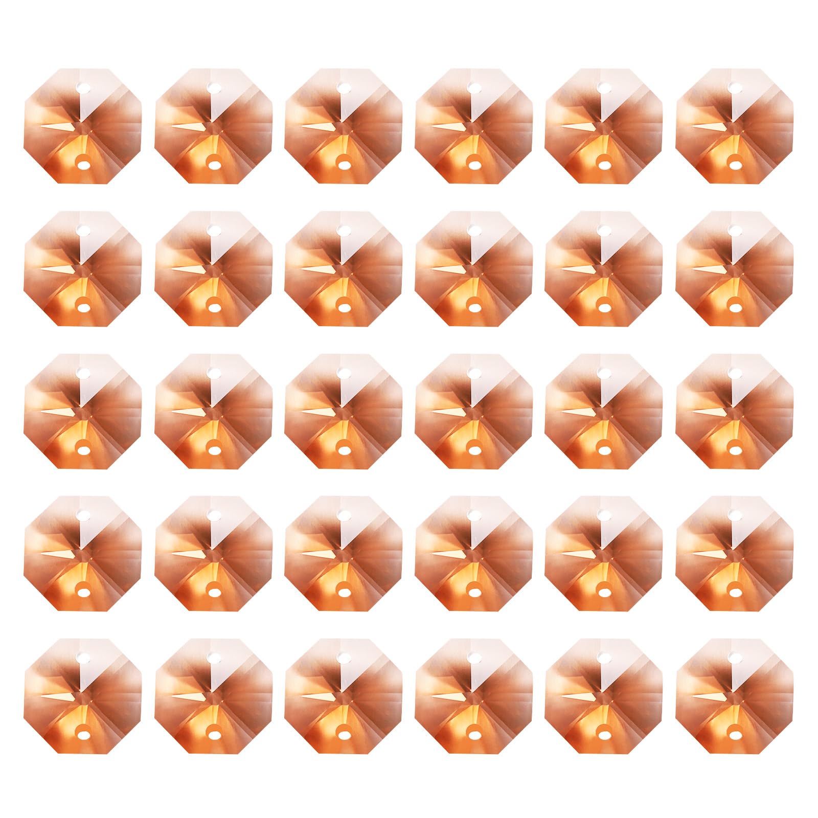 PATIKIL K9 Crystal Octagon Beads 2 Holes Pendants, 30 Pack 14mm Chandelier Prisms Parts Ornaments Hanging Beads for DIY Arts Crafts Decoration, Light Red