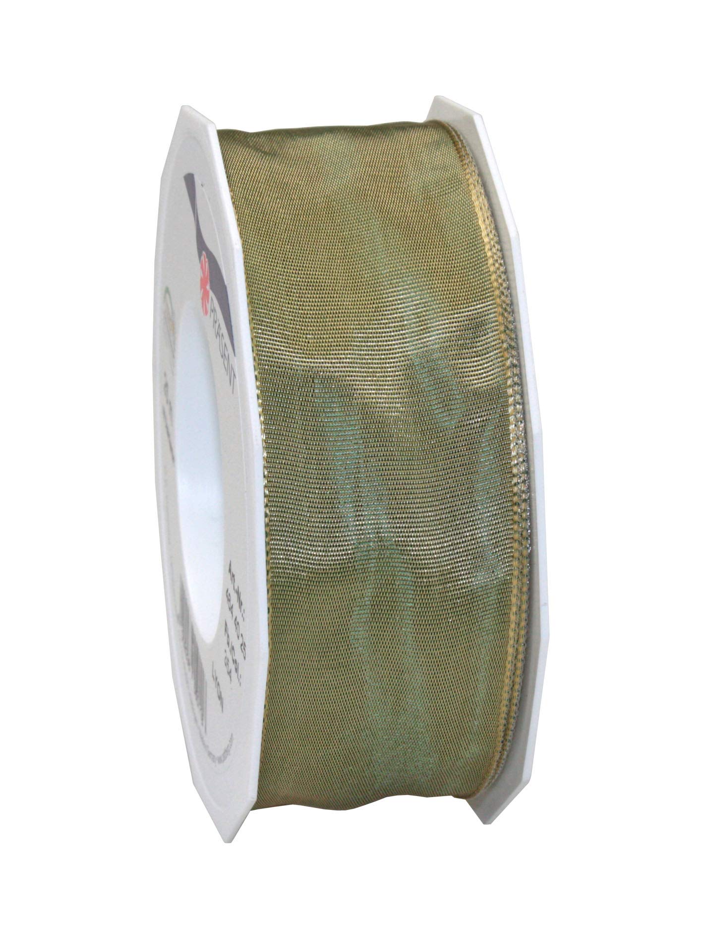 Präsent - Lyon Wired Taffeta Ribbon Ancient Green 40 mm Width, 25 m Length