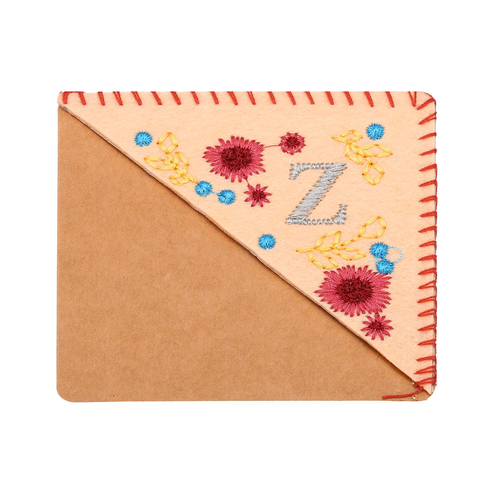 PATIKIL Personalized Embroidered Corner Bookmark, Cute Flower Felt Stitched Triangle Handmade Book Page Mark for Women Men Book Lover Teacher, Pink, Letter Z