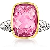 Ross-Simons 5.00 Carat Pink Quartz Ring in 14kt Yellow Gold and Sterling Silver