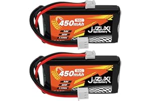 JUZUXI 7.4V Lipo Battery 450mAh 2S 30C Rechargeable Lithium Polymer Batteries with XH2.5 & PH2.0 Connector Compatible with Axial SCX24 RC Cars Airplane Racing Drone