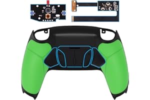 eXtremeRate Green Rubberized Grip Programable RISE4 Remap Kit for ps5 Controller BDM-010 BDM-020, Upgrade Board & Redesigned 