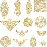 SUNNYCLUE 104Pcs Gold Filigree Connectors Jewelry Findings Metal Pieces Rhombus Flower Links Connector Charms Chandelier for Jewelry Making Earrings DIY Hairpin