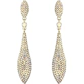 EVER FAITH Austrian Crystal Wedding Prom Jewelry Double Waterdrop Bridal Party Pierced Dangle Earrings for Women