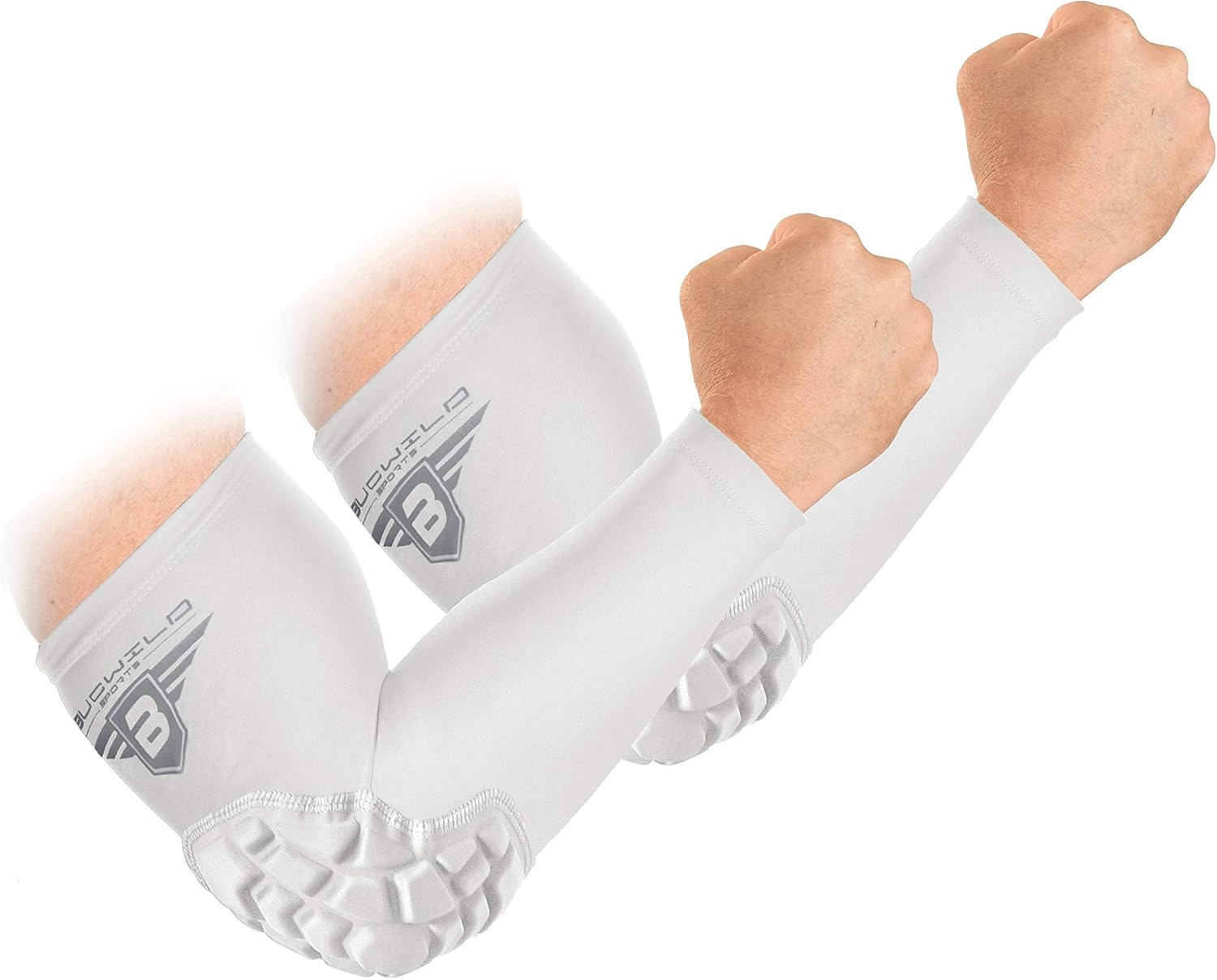 Bucwild Sports Padded Elbow Arm Sleeves for Basketball Football Volleyball Youth & Adult Size Pads (1 Pair) : Clothing